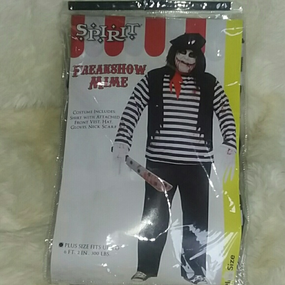NWT Men's Spirit Plus Size Freakshow Mime Costume - Picture 8 of 8